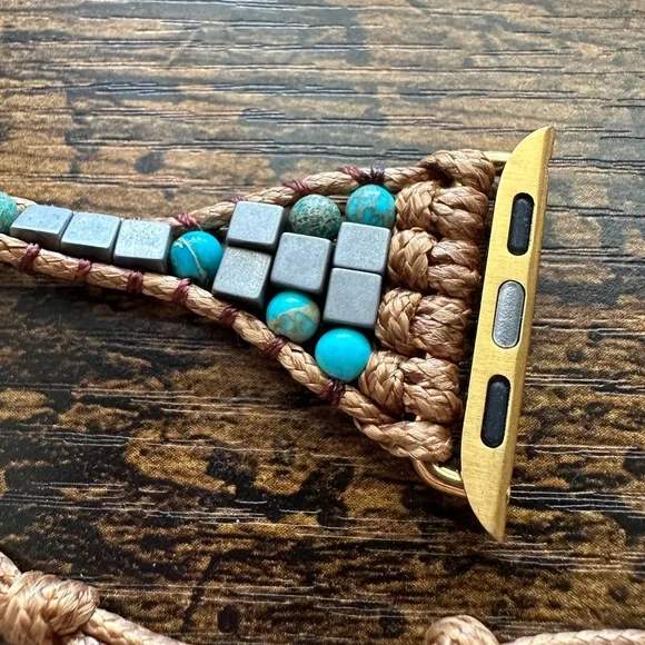 Turquoise Boho Natural Stone Apple Watch Strap - Picture 7 of 11